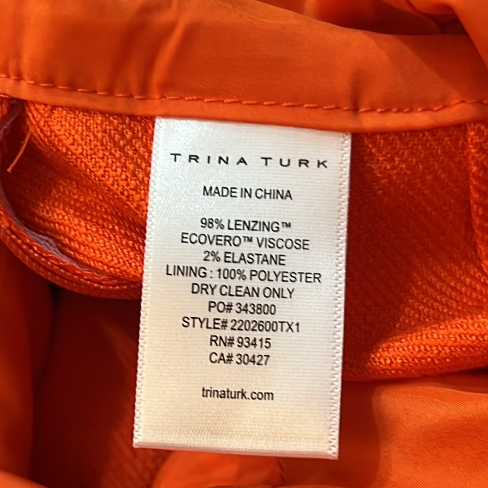 NWT Trina Turk Orange Palmetto Sleeveless Twill Jumpsuit Size 2 MSRP $398 - Picture 6 of 9